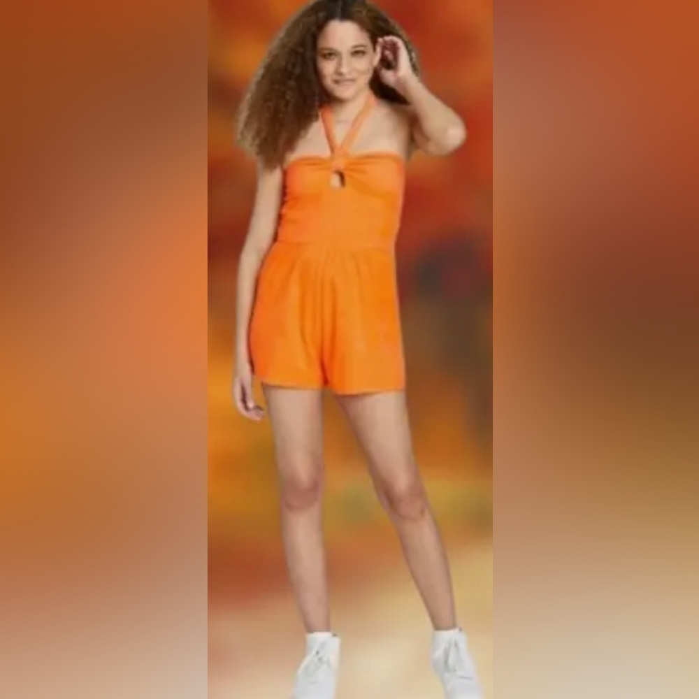 NWT Wild Fable Sleeveless Halter Tie Towel Terry Romper Size L